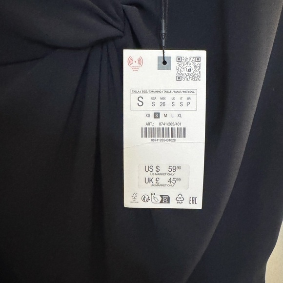 Zara NWT Black Sleeveless Twist From MiDI Dress Size S - Picture 9 of 9